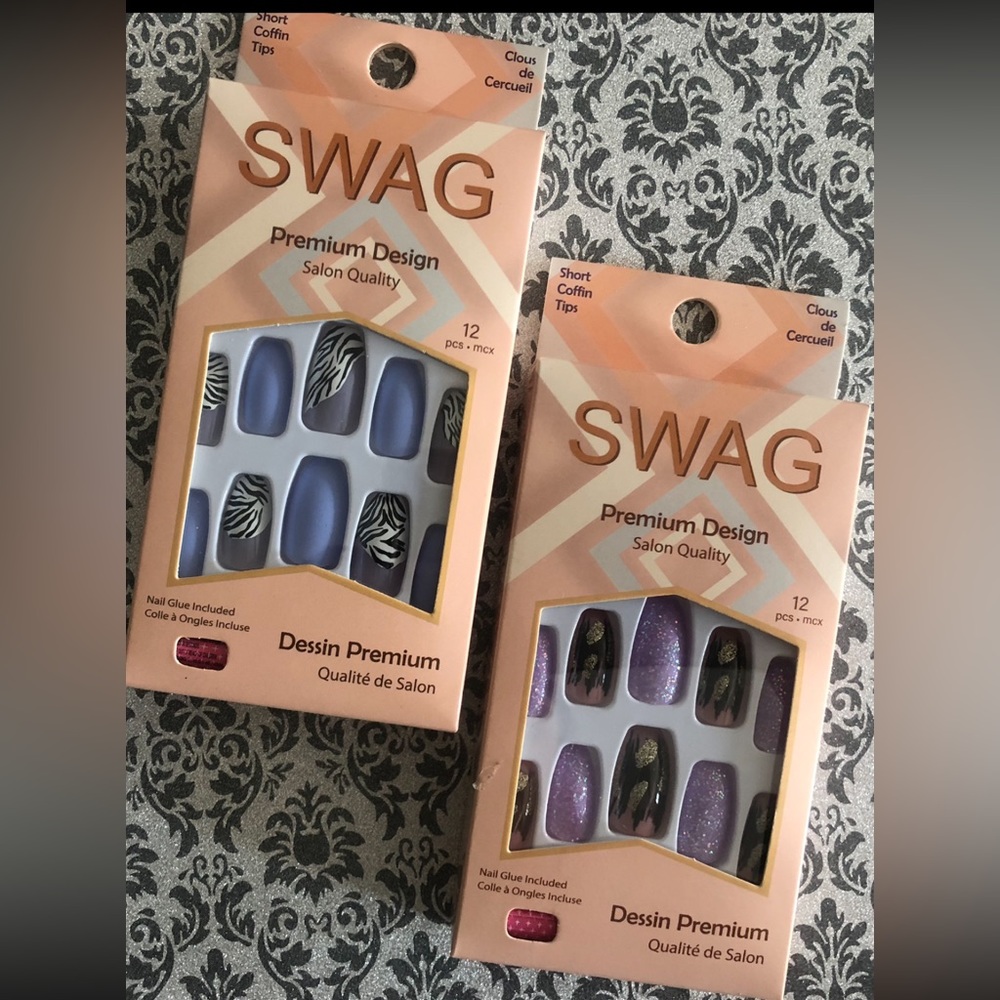 2 Packages of Short Coffin False Nails (New!) Bundle Deal